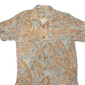 Tommy Bahama 100% Silk Tropical Leaf Button-Up Resort Wear